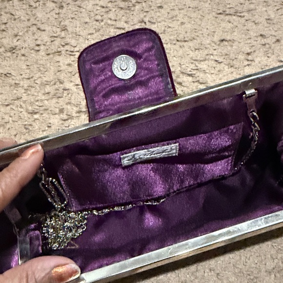 Chic Velvet Clutch with Silver Embellishment - Picture 6 of 7